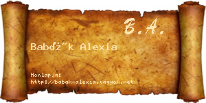 Babák Alexia névjegykártya